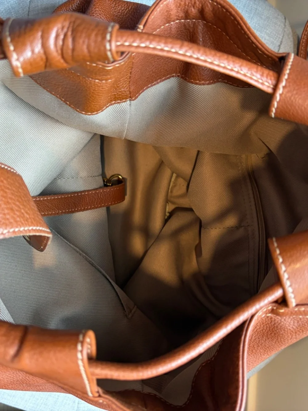 Longchamp rich cognac soft grain leather backpack